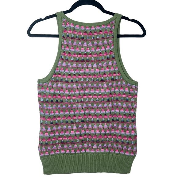 Sundance Knit Sleeveless Tank Top Sweater Vest Green Pink Sz XS - Picture 6 of 7